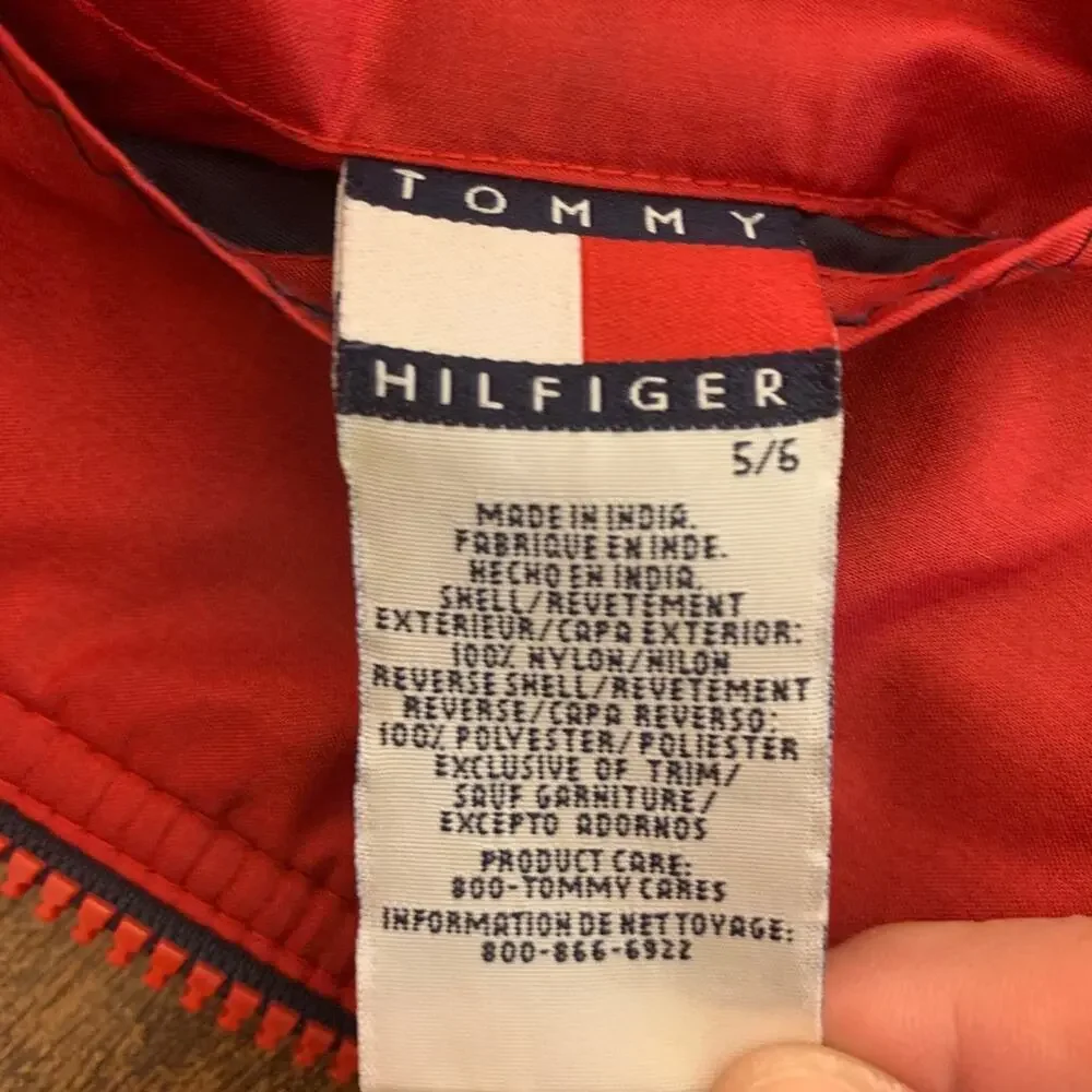 TOMMY HILFIGER Boy’s Red/White/Blue Reversible Zip Up Jacket / Size: Small 5-6